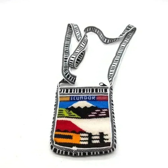 None Handbags - Ecuador Souvenir Purse woven mountain scene